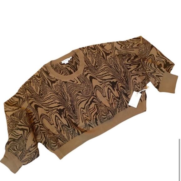 Good American Swirl Intarsia Crop Boxy Sweater NWT
Size 5/6 in Sepia002 - Picture 11 of 15